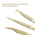 DIYDAY Anti-slip Eyelash Extension Tweezers Stainless Steel Fiber Tip Lashes Precision Tweezer for Makeup Tools