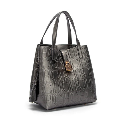 Classic Style Fashion Retro Craft New 2024 Women'S Handbag Letter Printed Metal Accessories Large Capacity Solid Color