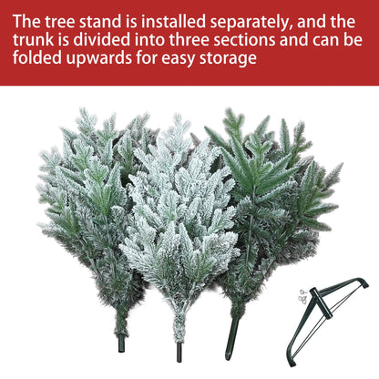 5FT/7FT Artificial Christmas Tree Holiday Decoration Flocked Xmas Tree with Sturdy Metal Stand Auto-Spread/Close up