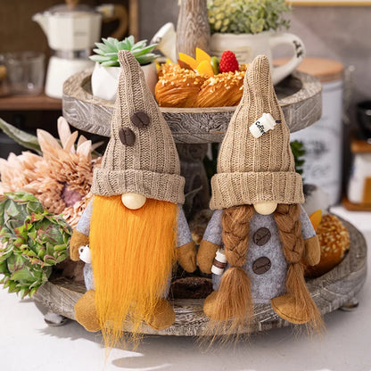 4 Styles Coffee Gnome Dolls Coffee Gnomes Plush Nordic Doll Bar Home Decoration Knitted Faceless Doll Elf Dwarf Plush Figurine