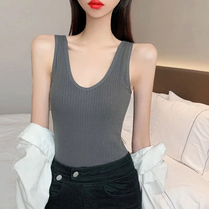 Camisole Warm Sling Vest Top Bottoming Cloth Winter Velvet Thickened Undershirt Women Solid Color Slim Cozy Thermal Underwear