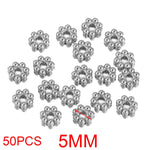 50pcs Stainless Steel Daisy Snowflake Flower Spacer Beads Gold Plated Loose Bead Cap for DIY Needlework Jewelry Making Bracelet