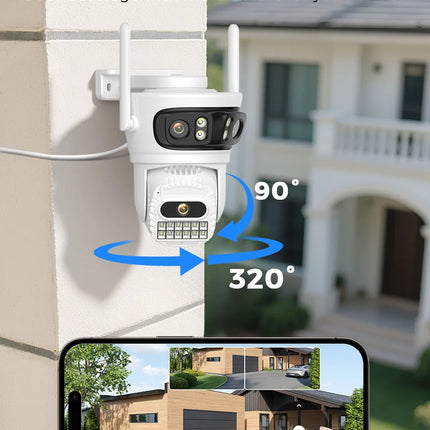 BESDER 6K 12MP HD Three Screen WIFI IP Camera Outdoor Three Lens Ai Human Detection Waterproof CCTV Video Security Camera iCsee