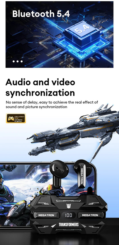 Genuine TRANSFORMERS TF-T51 Bluetooth Wireless Earphones Low Latency Gaming Earbuds Long Endurance High Music Headphones Choice