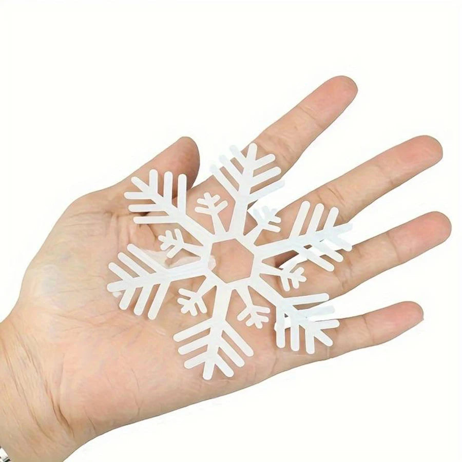 114-Piece Set of White Snowflake Window Stickers for Winter Holiday Celebrations, Glass Static Cling Stickers for Christmas and New Year Decorations