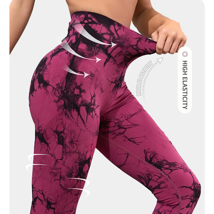Tie Dyed Yoga leggings Women  Fitness Sports leggings High Waist Peach Hip Underpants 2024 New Tight Yoga Pants