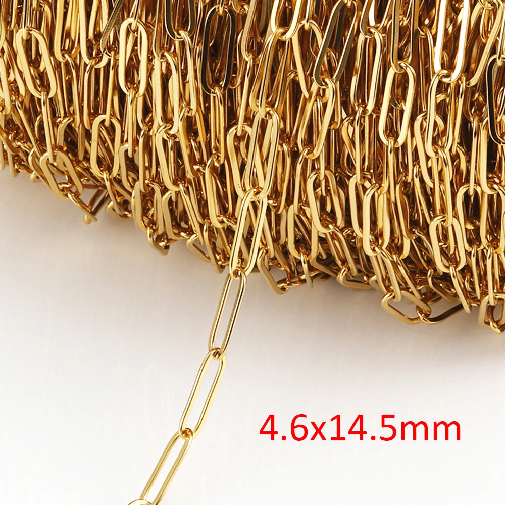No Fade 2Meters Stainless Steel Chains for Jewelry Making DIY Necklace Bracelet Accessories Gold Chain Lips Beads Beaded Chain