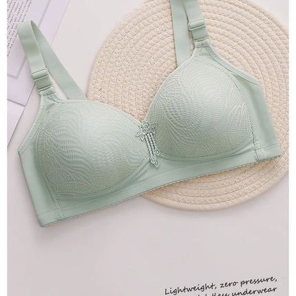 Sexy Lace Flower Surface Women Bra Four Rows Of Three Buttons No Steel Ring Large Size Underwear Skin-Friendly And Soft Lingerie