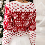 Women Sweater Christmas Snowflake Knitted Long Sleeve O Neck Ladies Jumper Fashion Casual Winter Autumn Printed Pullover Clothes