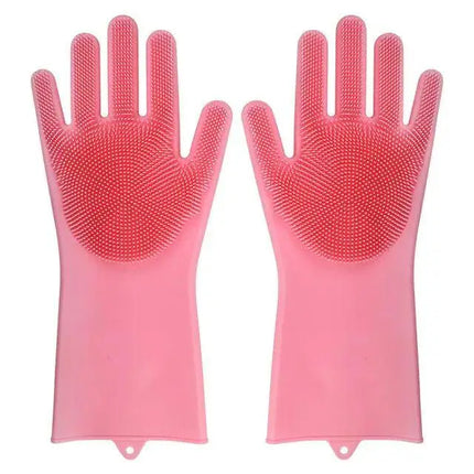 Dishwashing Cleaning Gloves Magic Silicone Rubber Dish Washing Gloves for Household Sponge Scrubber Kitchen Cleaning Tools