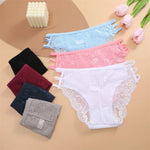 3PC/Set Women Sexy Lace Panties Low Rise Hollow Out Briefs Floral Transparent Underwear for Feamale Elastic Straps Soft Lingerie