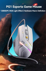 Inphic Pg1 Wired Mouse Gaming Mouse RGB Light Emitting   Macro Programming 12800DPI  6 Keys Computer Mouse For Office Home