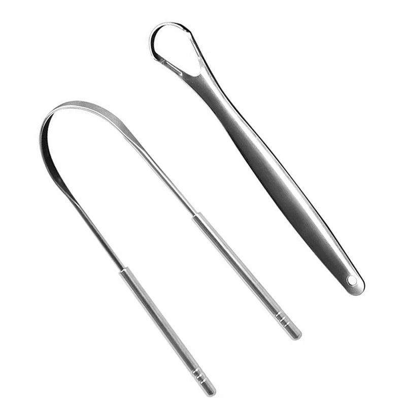 2Pcs Tongue Scraper Stainless Steel Tongue Cleaner Oral Care Hygiene Scraper Dental Oral Care Hygiene Health Care Tool