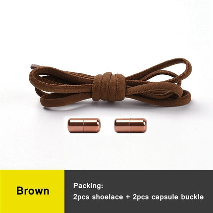 21 Colors No Tie Shoelaces Round Color Metal Lock Elastic Shoelace General For Children And Adults Sneakers Lazy Laces Unisex