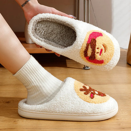 Women's Slipper Christmas Cute Elk Indoor Mute Beautiful and Exquisite Winter Warm Soft Sole Men Fashion Cartoon Home Slippers