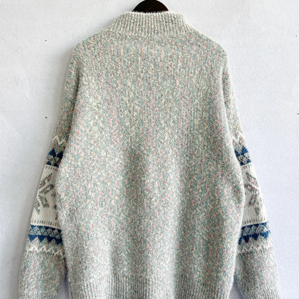 Winter Clothes Women 2023 New Year Sweater Snowflake Vintage Loose Jumper Red Long Sleeve Knitted Pullover Holiday Tops
