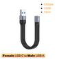 USB3.1 10Gbps Short Cable 13cm PD 100W USB to Type C Cable Converter OTG USB Adapter USB4 20Gbps Cable 22cm for SSD Power Bank