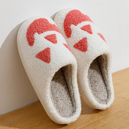 Women Slippers Halloween Pumpkin Smiling Face Funny Winter Warm Indoor Light Soft Sole Non-slip Bedroom Comfy Flat Cotton Shoes