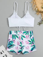 Drawstring Front Shorts Bikinis 2025 High Waist Swimsuit Women Swimwear Female Bathers Bathing Swimming Swim Suit Beachwear