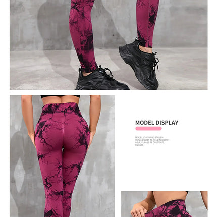Tie Dyed Yoga leggings Women  Fitness Sports leggings High Waist Peach Hip Underpants 2024 New Tight Yoga Pants
