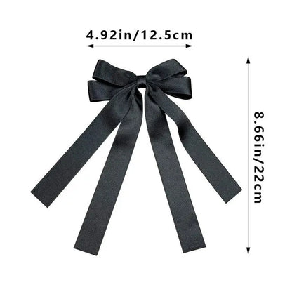 Silky Satin Hair Bows Hair Clip Versatile Hair Ribbon Vibrant Ponytail Holder Accessories Slides Metal Clips Hair Bow For Women