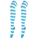 Color Striped Stockings Japanese Over Knee Socks Fashion Women Keep Warm Soks Sexy Slim Long Soks Black White Striped Hosiery