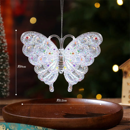 1Pcs Crystal Clear Snowflake Christmas Tree Pendants Icicle Decorations For Holiday Winter Party Transparent Hanging Ornament