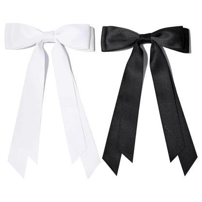 Silky Satin Hair Bows Hair Clip Versatile Hair Ribbon Vibrant Ponytail Holder Accessories Slides Metal Clips Hair Bow For Women