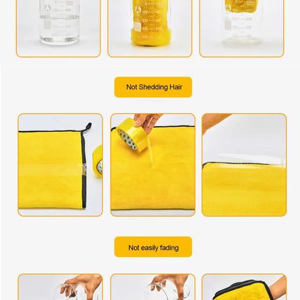 Car Wash Towels Cleaning Cloth Absorbent Dry Cloth General Purpose Microfiber Towel Thickened Yellow 30/40/60cm