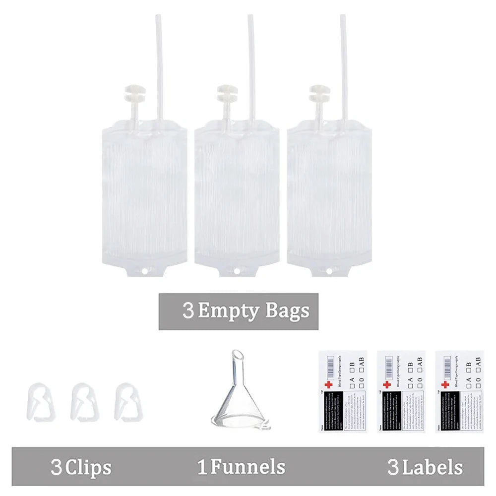 350ml Halloween Blood Bags for Drinks,Blood Bags of Vampire,Energy Drink Bags,Drinkable Blood Bags,Halloween Scary Props