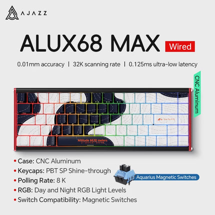 AJAZZ AK680 MAX Magnetic Switch Mechanical Keyboard 60% Rapid Trigger 0.01mm 8K/1K Return 68 keys Wired/Wireless Gaming Keybaord