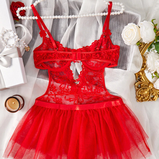 Sexy Set Open Bodysuit Underwear For Women Lace Perspective Night Skirt Sex Costumes Erotic Lingerie Corsets bra and panty set