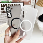 Matte Transparent Ultrathin Magnetic Phone Case for Samsung Galaxy S24 S25 Ultra S22 S23 Plus S24 Ultra Lens Protection PC Cover