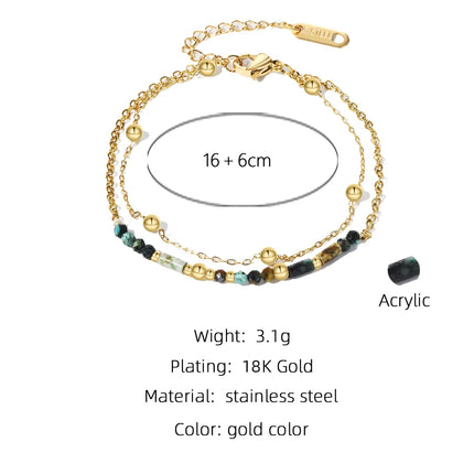 YACHAN 18K Gold PVD Plated Stainless Steel Chain Bracelets for Women Charm African Turquoise Natural Stone Trendy Jewelry Gift