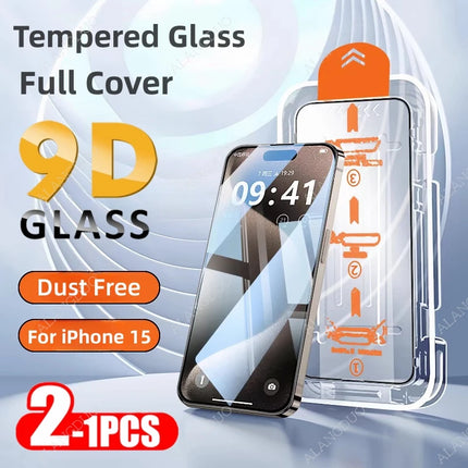 1-2pcs Premium Tempered Glass For iPhone 15 Pro Max 14 13 Dust Free Installation Screen Protector For iPhone 15ProMax 16ProMax