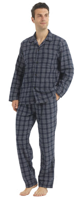 Mens Flannel Pajama Sets Cotton Plaid Pajamas for Men Pjs Set Soft Lounge Sleepwear Pj Pants with Pockets Flannel Shirts