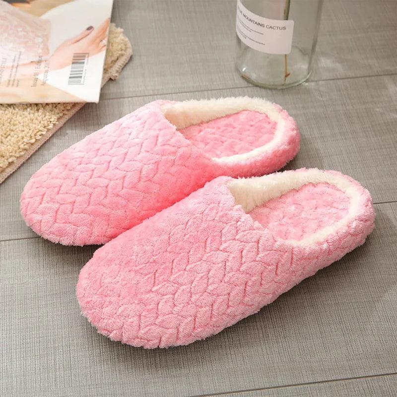 Women Men Home Slippers Plush Warmer Indoor Slipper Autumn Winter House Flat Floor Shoes Female Soft Slient Slides For Bedroom