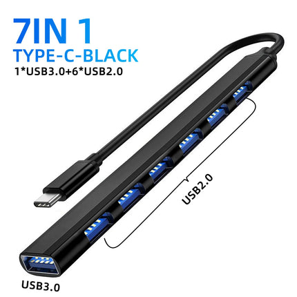 USB HUB Type C 3 0 USB-A Hub Splitter 7 Port USB3.0/2.0 With USB-C 5Gbps High Speed Data Transmission For PC Laptop Macbook