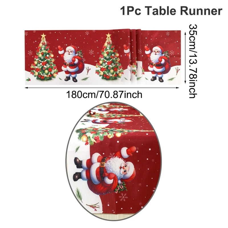 Santa Claus Christmas Table Runner Christmas Decorations For Home 2024 Xmas Table Flag Navidad Noel Gifts New Year Tablecloth