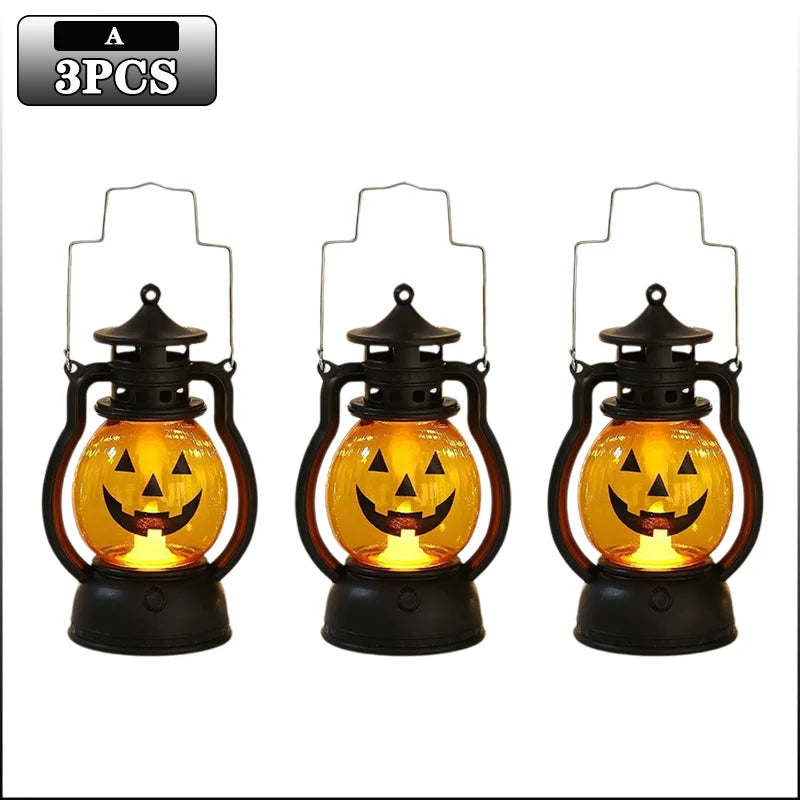 Halloween Pumpkin Ghost Face Lamp Portable Skull Decoration Light for Bar Party Table Atmosphere Prop Halloween Decor Use