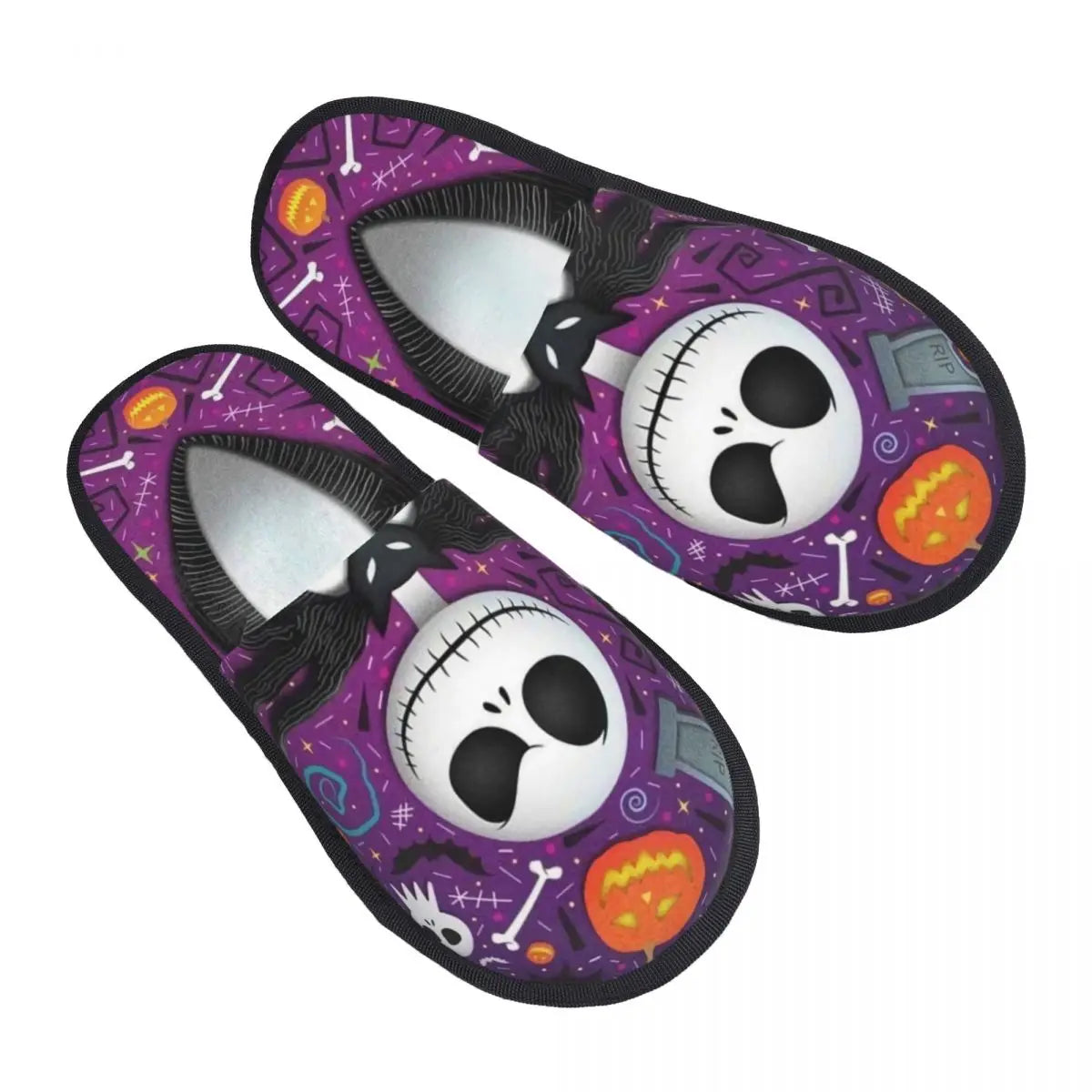 Custom Halloween Nightmare Before Christmas House Slippers Warm Jack Skellington Memory Foam Fluffy Slipper Indoor Outdoor Shoes