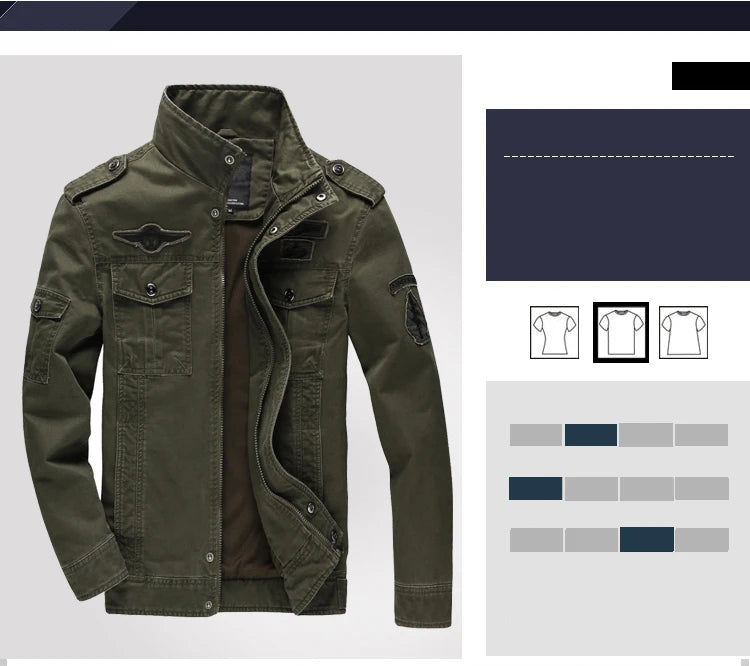 New 2023 Casual Army Military Jacket Men Plus Size M-6XL Jaqueta masculina Air force one Spring & Autumn Cargo Mens Jackets Coat