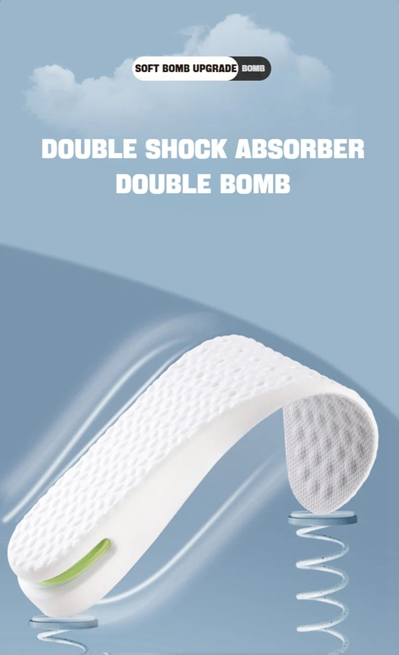 1Pair Height Increase Insole for Feet Comfort Plantar Fasciitis Shoes Insoles Men Women Sports Air Shock Absorbing Shoe Pads