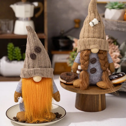 4 Styles Coffee Gnome Dolls Coffee Gnomes Plush Nordic Doll Bar Home Decoration Knitted Faceless Doll Elf Dwarf Plush Figurine