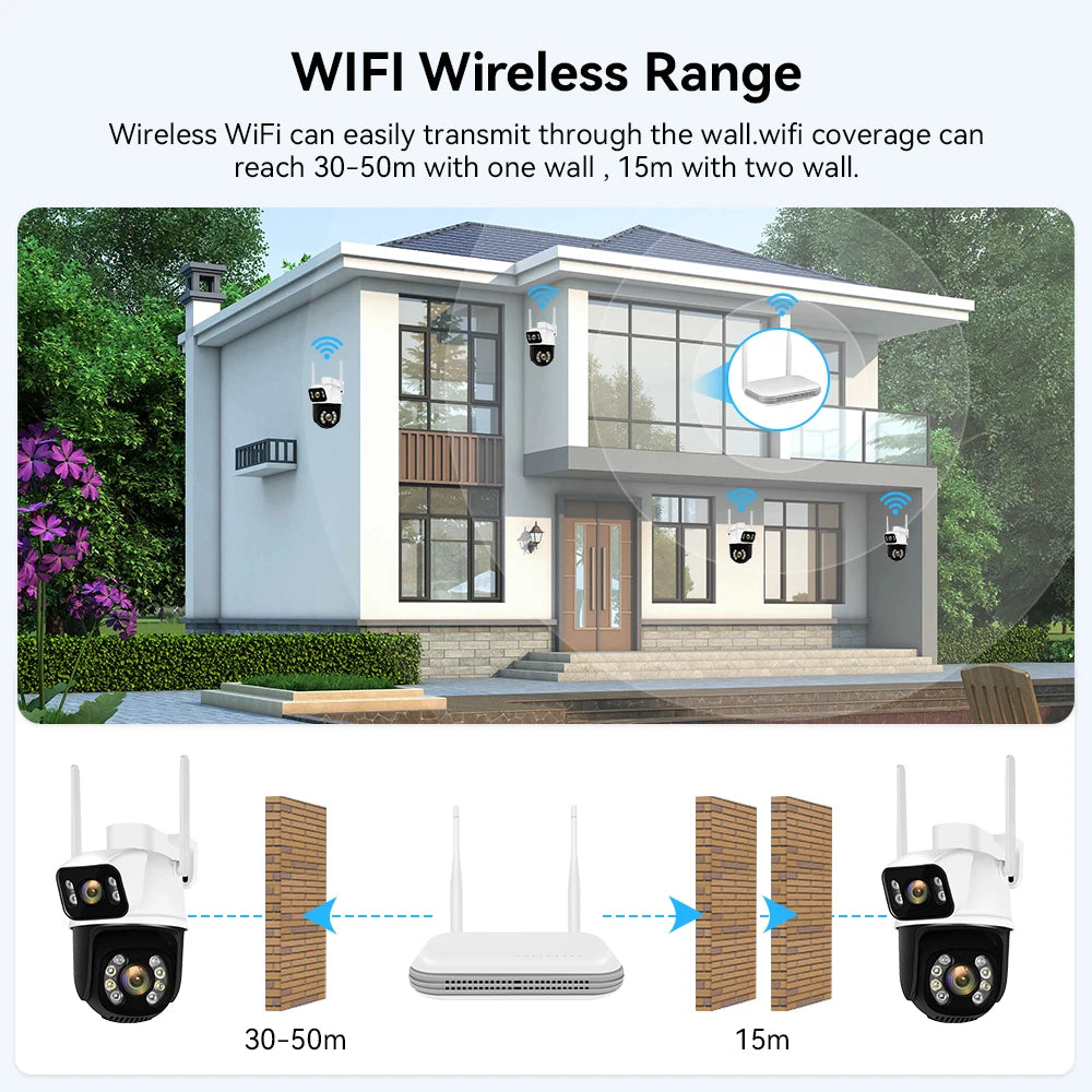 8MP PTZ WIFI Camera Kit Dual Lens PTZ IP Camera Smart Home Night Vision ICSEE APP NVR Outdoor 8CH Wireless CCTV Camera System