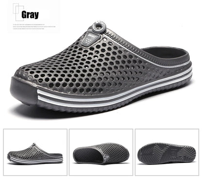 YRZL Men Summer Shoes Sandals Men's Holes Sandals Hollow Breathable Flip Flops Clogs Shoes Fashion Beach Slippers Big Size 45