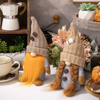 4 Styles Coffee Gnome Dolls Coffee Gnomes Plush Nordic Doll Bar Home Decoration Knitted Faceless Doll Elf Dwarf Plush Figurine