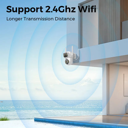 8MP WiFi Camera PTZ Dual Screens Auto Tracking Night Vision CCTV Surveillance Camera Outdoor 4MP Security IP Camera icsee