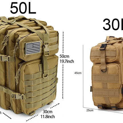 QT&QY 30/50L Tactical Backpacks Man Traveling Bags Survival Outdoor 3P Assault Pack EDC Molle Pack hiking Trekking Hunting Bag