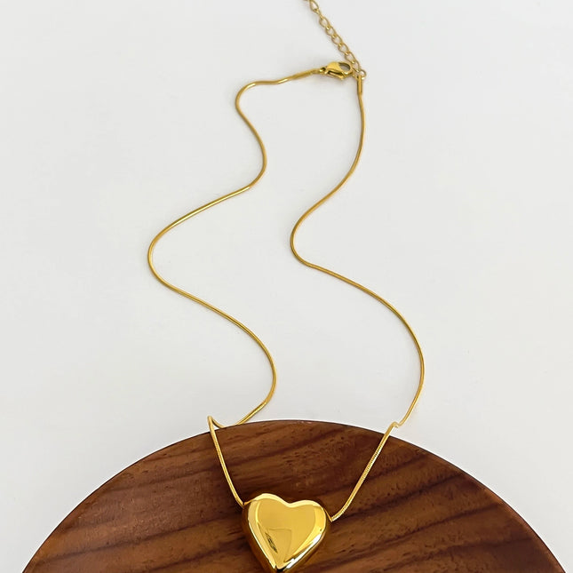 Peri'sbox Trendy Stainless Steel Thin Chain Heart Pendant Necklace for Women Gold Color Bowknot Snake Chain Free Tarnish Jewelry